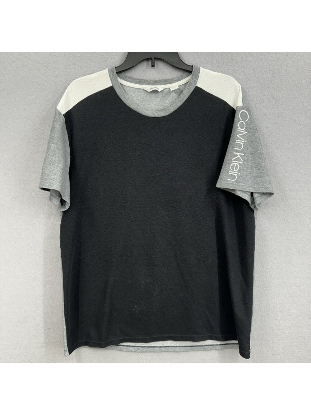 Calvin Klein Colorblock T Shirt XL Mens Black Grey White Logo Short Sleeve